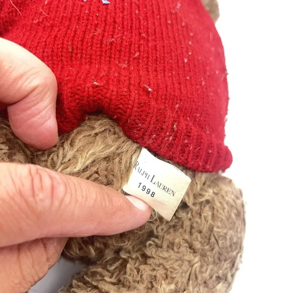 Vintage 1998 Ralph Lauren Polo Bear Plush Toy Red Snowflake Sweater Collectible